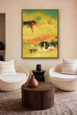 Ochre ' Pink (Golden Hues) by artist Raju Durshettiwar displayed in a Luxury gallery
