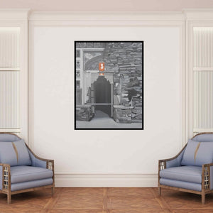 In-situ view of Ajay Mishra's 'Old Amer (Gateway to the Past)' painting in a room