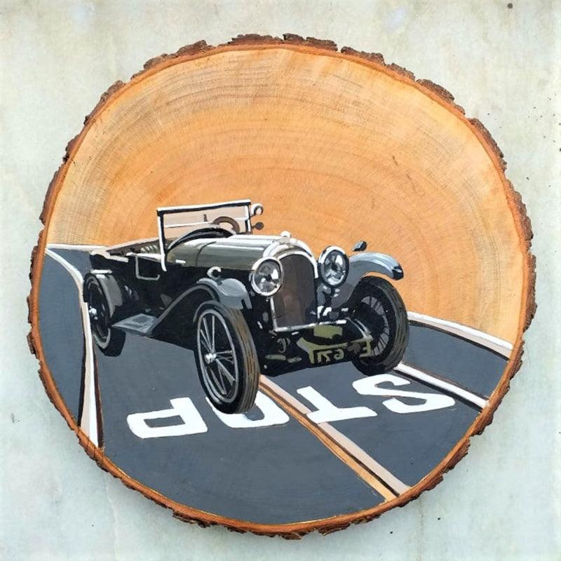 Transportation acrylic painting titled 'Old Hertiage', 10x10 inches, by artist Raju Sarkar on Wood