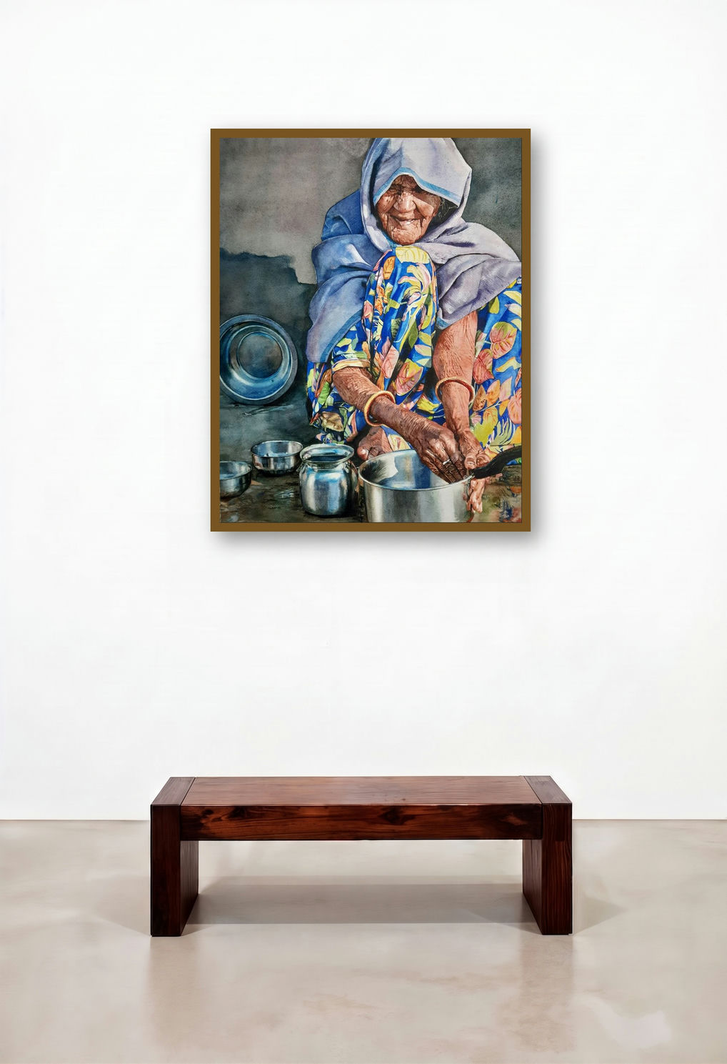 Old Lady (A Musical Offering) by artist Dr Uday Bhan displayed in a Coastal Library