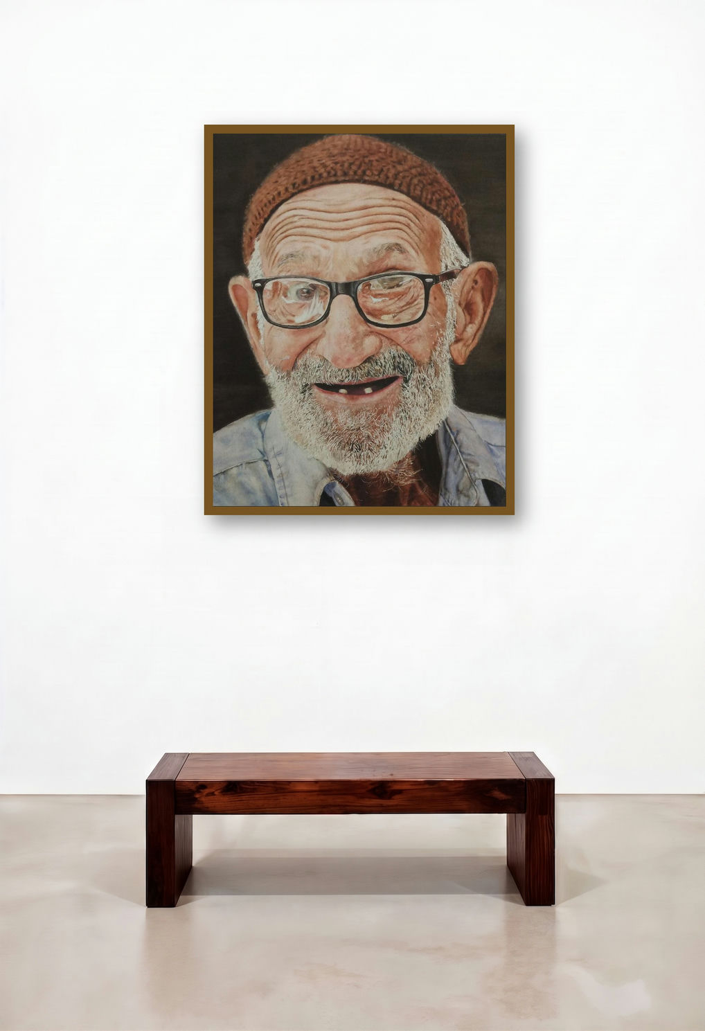 Old Laughter (The Curious Boy) by artist Raksha Ranganath displayed in a Urban Loft Study
