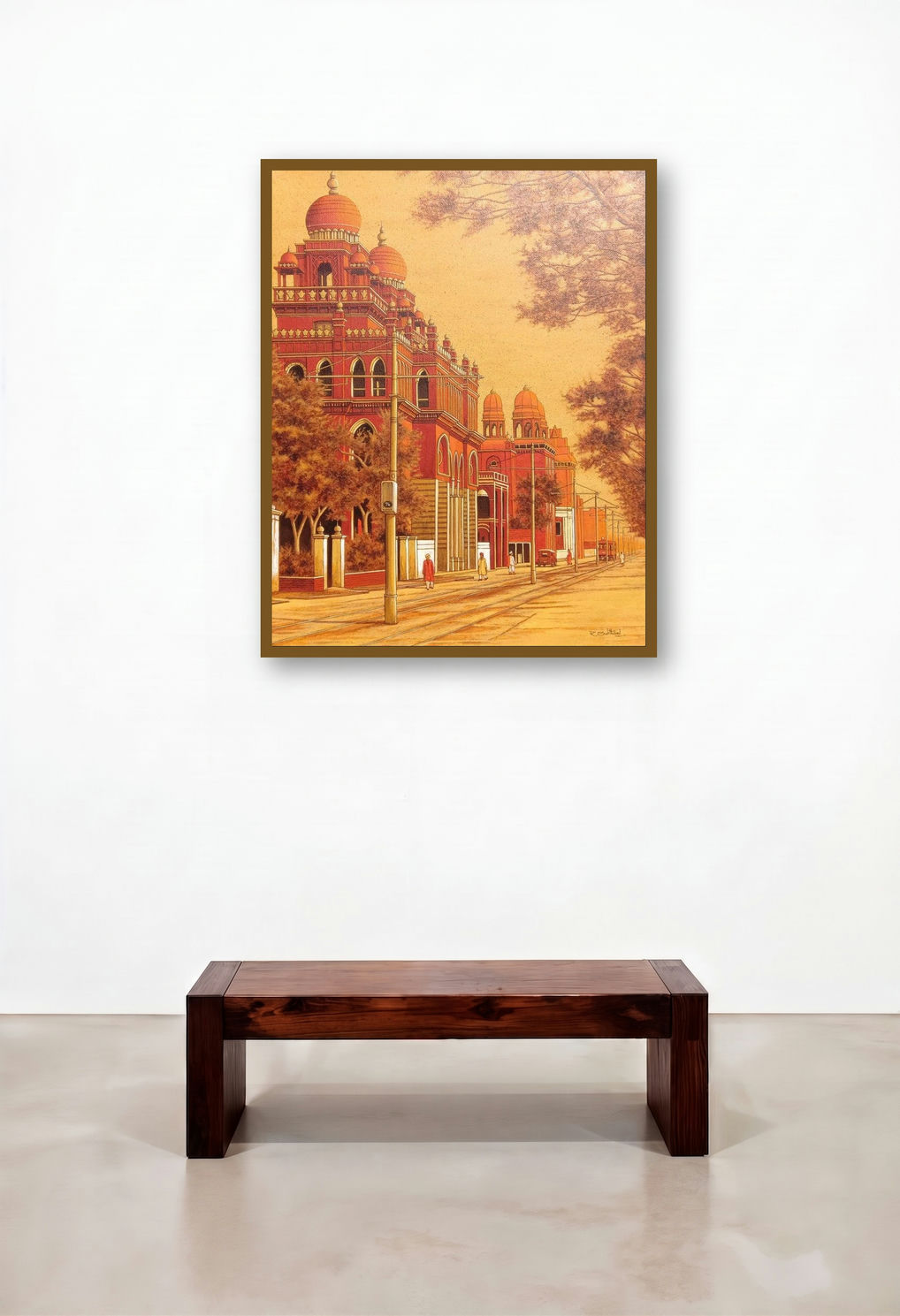 Old Madras Beach Road (A Stroll Down Chennai Street) by artist Sakthivel Ramalingam displayed in a Luxury Library