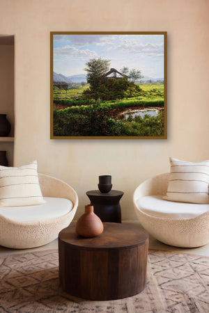 Old Shade (Rustic Harmony) by artist Sanjay Sarfare displayed in a Indian Art gallery