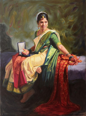 Figurative oil painting titled 'Oli Halad', 48x36 inches, by artist Swapniil Paatil on Canvas