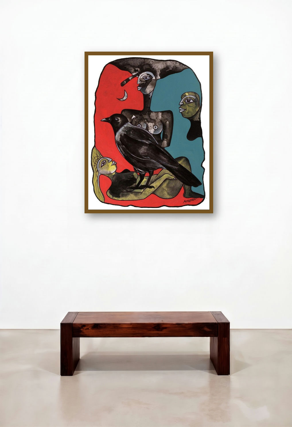 Ominous 2 (The Crow's Watch) by artist Arvind Sharma displayed in a Minimalist Study