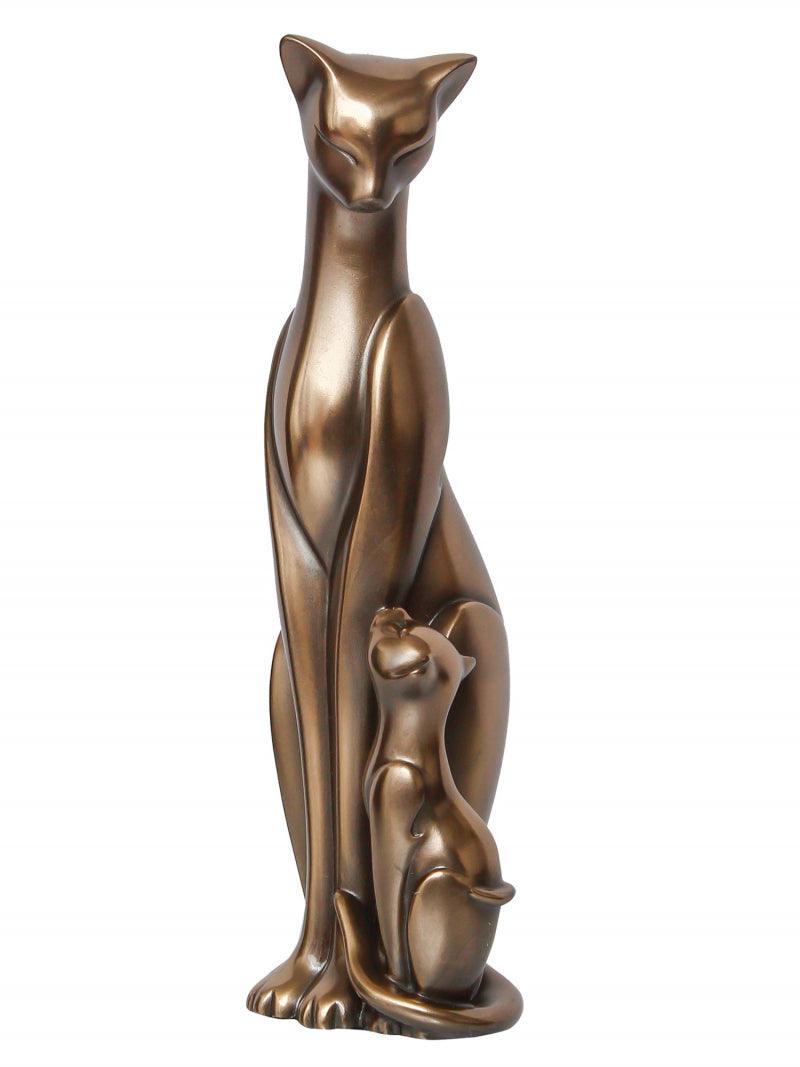 Animals handicraft titled 'One Cat Family', 9x3x2 inches, by artist Brass Handicrafts on Polyresin, Bronze