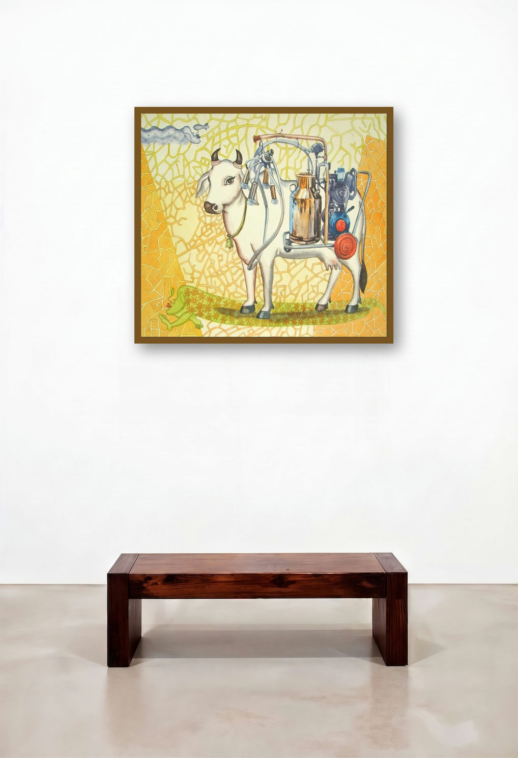 One Page Of Today Dairy 2 (Modern Dairy) by artist Fayyaz Khan displayed in a Boutique Hotel Style Reception Area