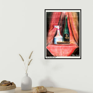 Biki Das's 'Only 3 Product (Everyday Objects: A Still Life in Soft Pastels)' painting visualized above a sofa in a contemporary room.