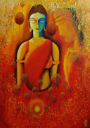 Only Love Is Real 4 by Nitu Chhajer, Original Acrylic Abstract Painting on Canvas, Medium Vertical Wall Art