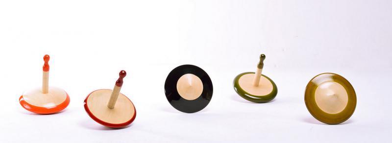 Toys craft titled 'Oody Wooden Tops set Of 5', 3x2x2 inches, by artist Vijay Pathi on wood