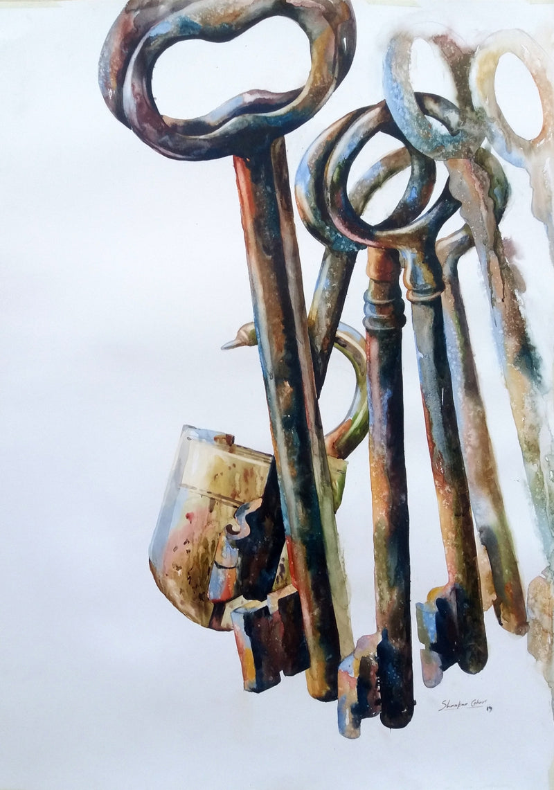 Opportunity' still-life watercolor painting by artist Shankar Lohar, 42x30 inch, on paper