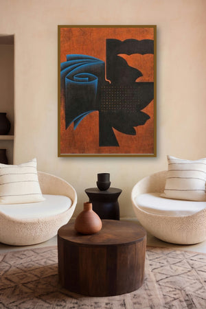 Orange Fold Abstract by artist Santosh More displayed in a Museum Style gallery