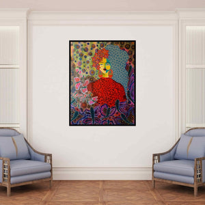 In-situ view of Anissha Deshpande's 'Orange Is The New Black' painting in a room