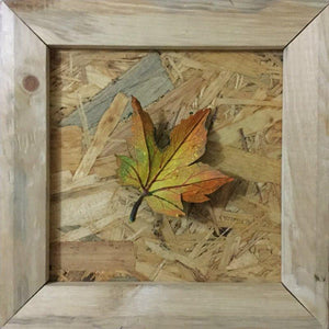 Ornamental Autumn 3 by Pradip Tupe, Original Mixed Media Nature Painting on Wood, X-Small Square Wall Art