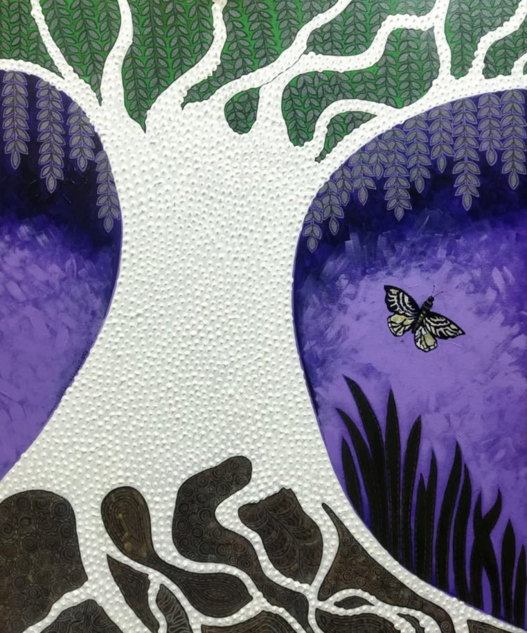 Ornamental Tree 2' nature acrylic painting by artist Shyamali Paul, 36x30 inch, on canvas