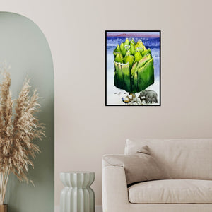 In-situ view of Sunil Lohar's 'Our Piece Of Land (The Weight of the World)' painting in a room