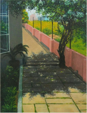 Landscape oil painting titled 'Outdoor Study', 16x20 inches, by artist PROTYUSHA MITRA on Canvas