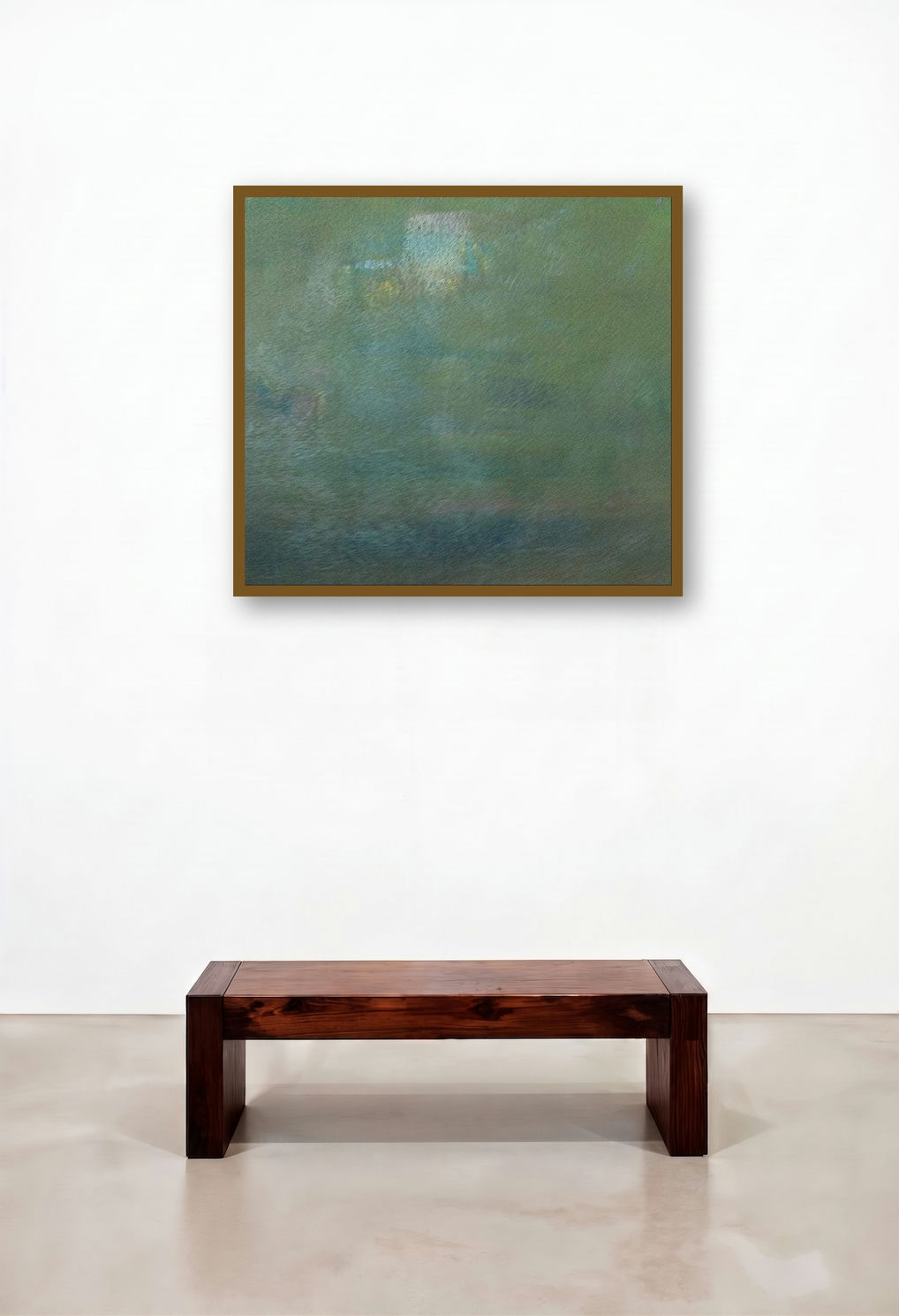 Over The Moonrise (Abstract in Green Tones) by artist Jayshree Savani displayed in a Traditional Reception Area