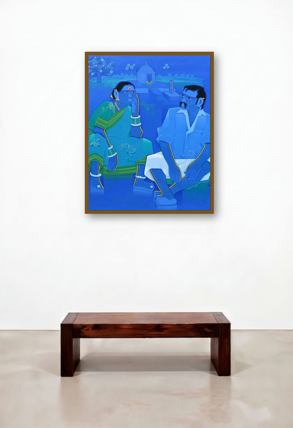 Overhear (Village Dialogue) by artist Tailor Srinivas displayed in a Urban Loft Executive Office