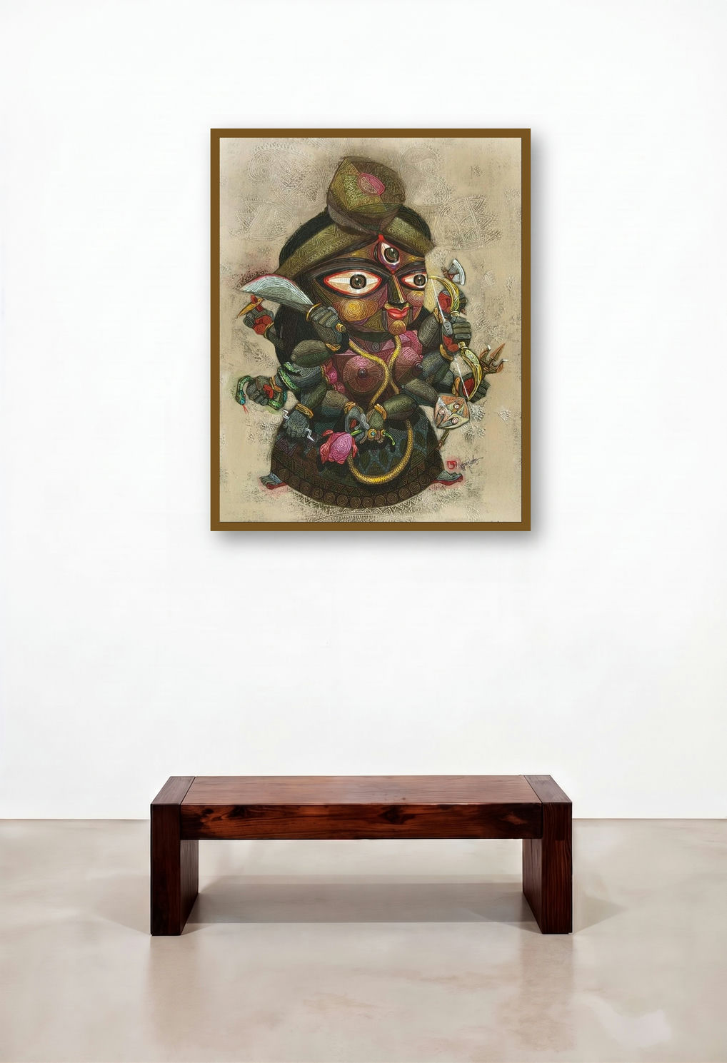 Padma (The Formidable Goddess) by artist Tamojit Bhattacharya displayed in a Coastal Lounge