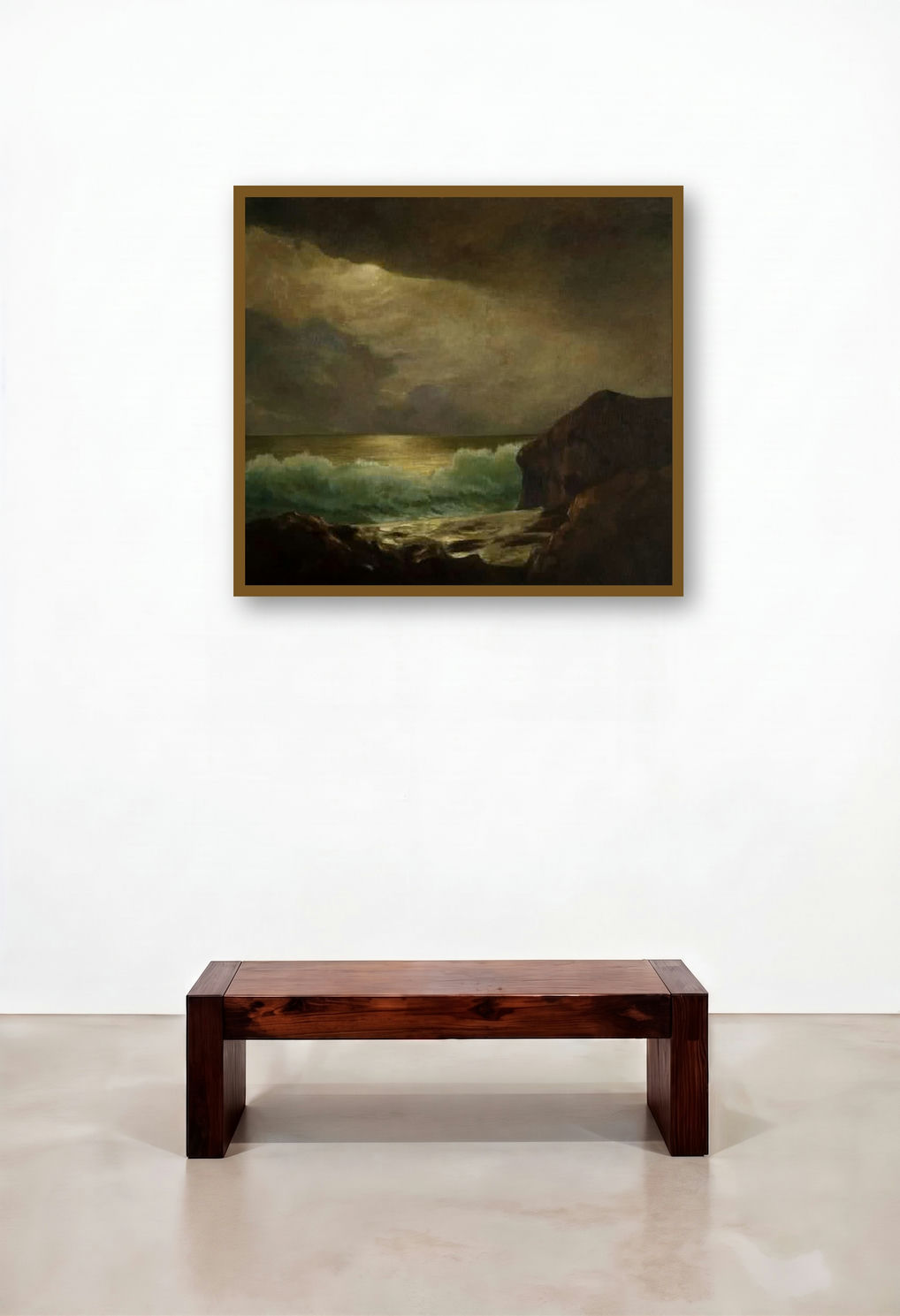 Painting 1 1 (Seascape with Moonrise) by artist Biju Thomas displayed in a Designer Reception Area