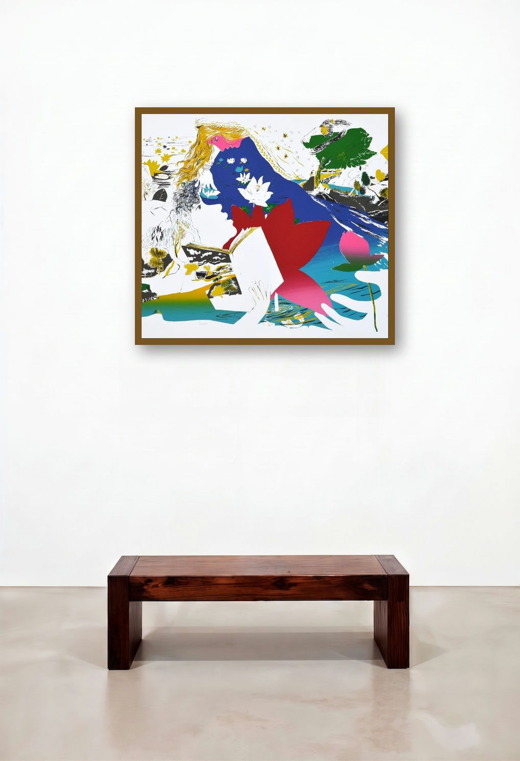 Pamper (Figures by artist the Lotus Pond) by artist Nabibakhsh Mansoori displayed in a Scandinavian Reception Area