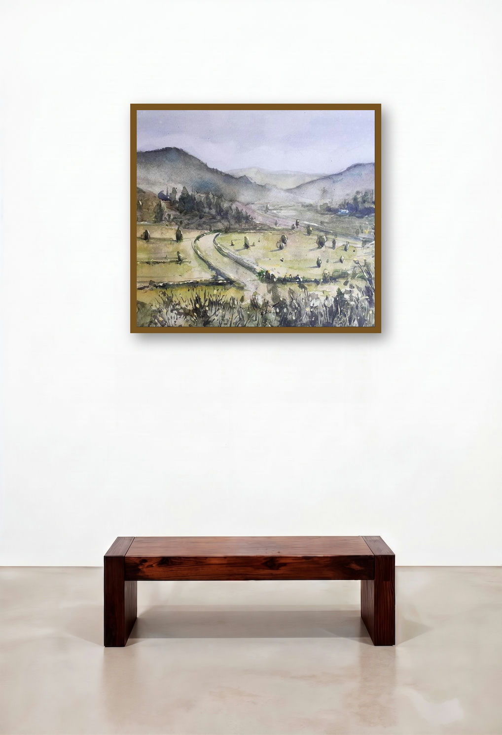 Panaromic Landscape (Countryside Road) by artist Mrutyunjaya Dash displayed in a Classic Home Office
