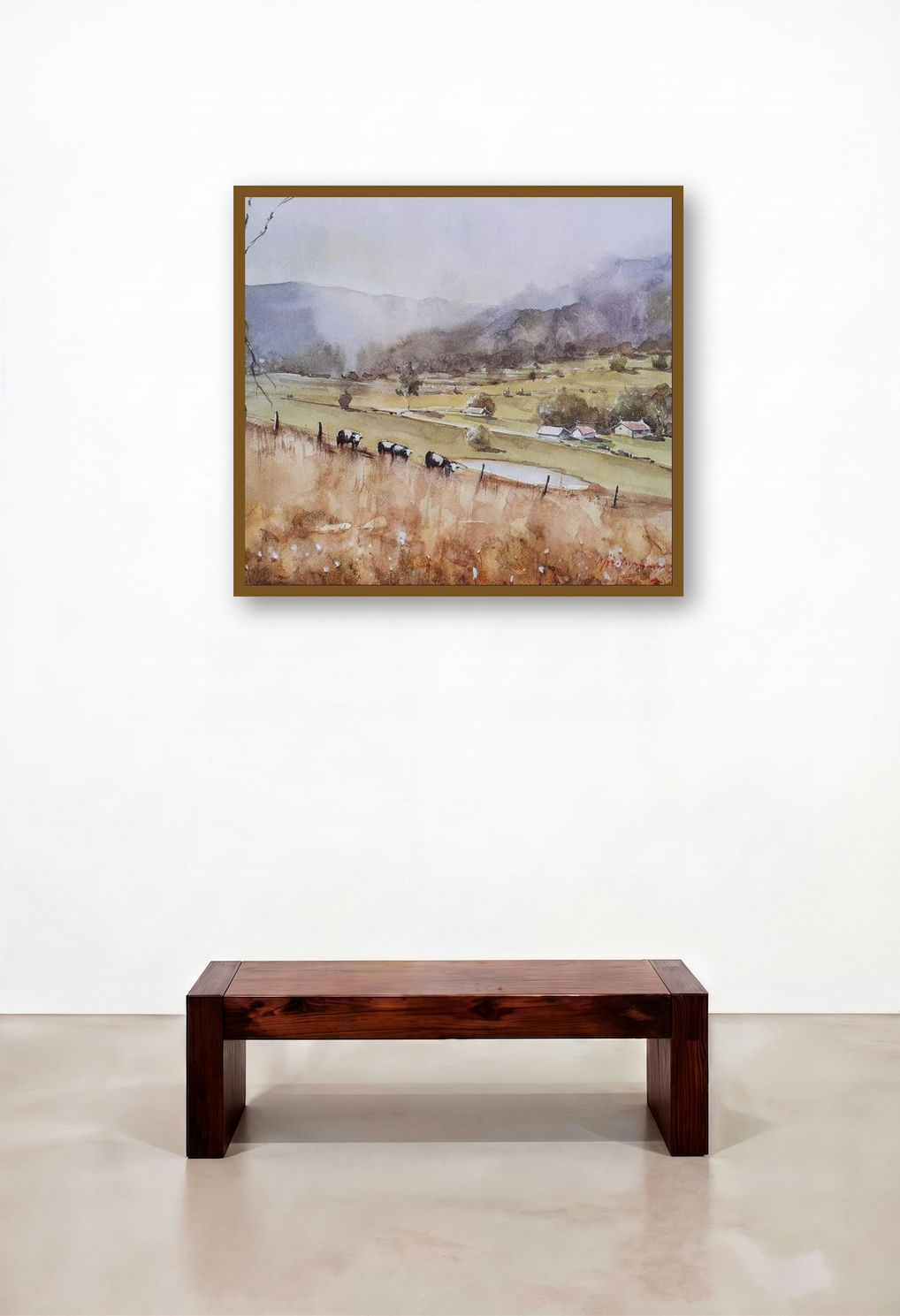 Panaromic Pastures (Morning Mist) by artist Mrutyunjaya Dash displayed in a Luxury Lounge