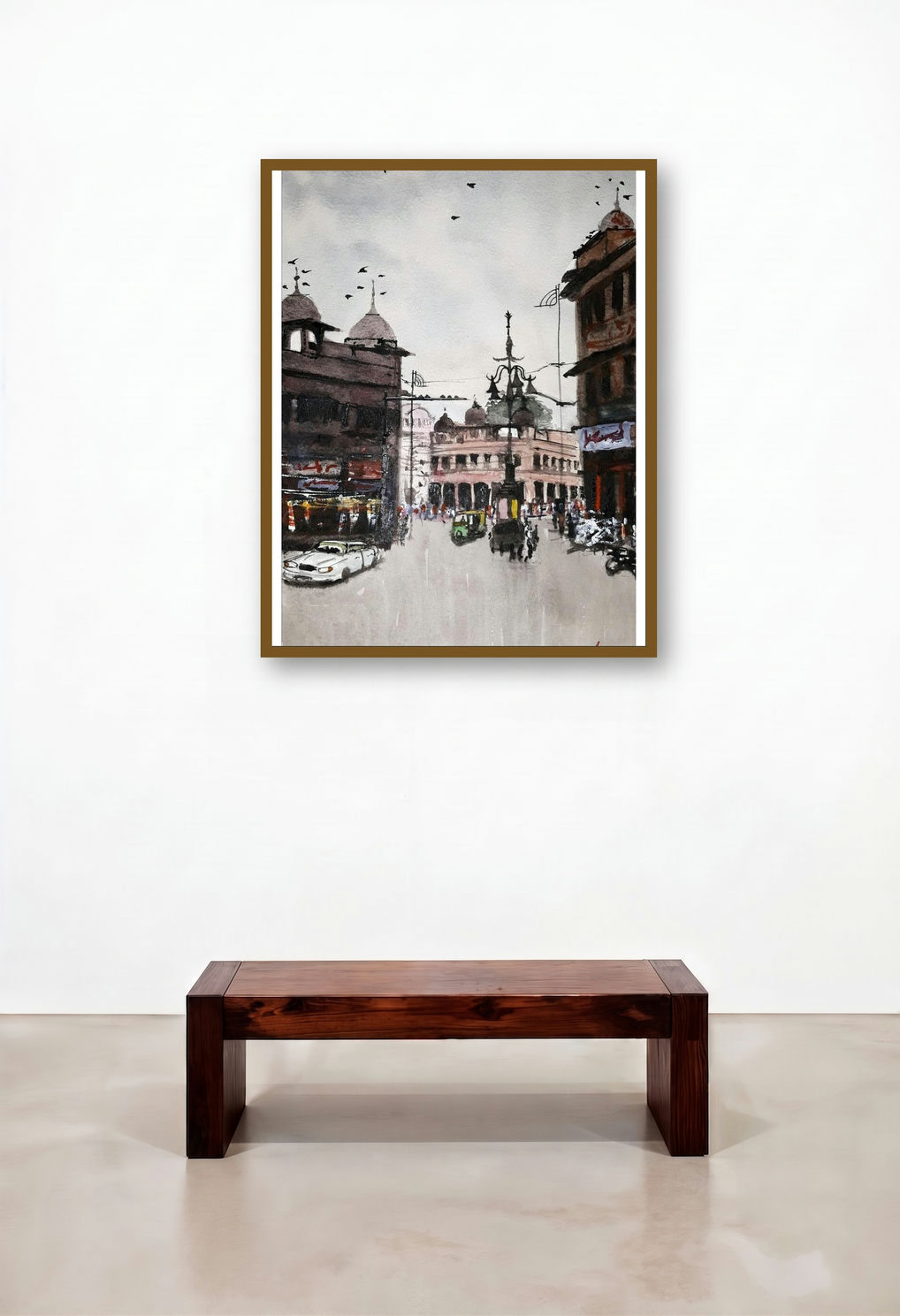 Panchbatti Jaipur (Urban Crossroads) by artist Arunava Ray displayed in a Urban Loft Executive Office