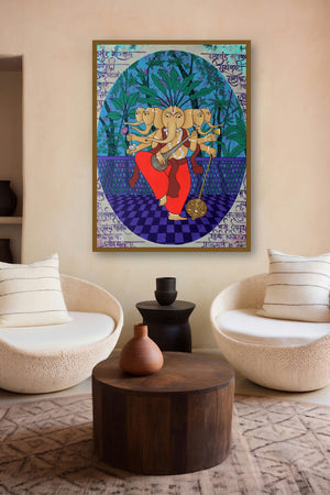 Panchmukhi Ganesha (Panchmukhi Ganesha) by artist Chetan Katigar displayed in a Museum Style gallery