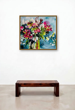Papillons (Efflorescence: A Symphony of Color) by artist Veronique Piaser-Moyen displayed in a Modern Hotel Lobby