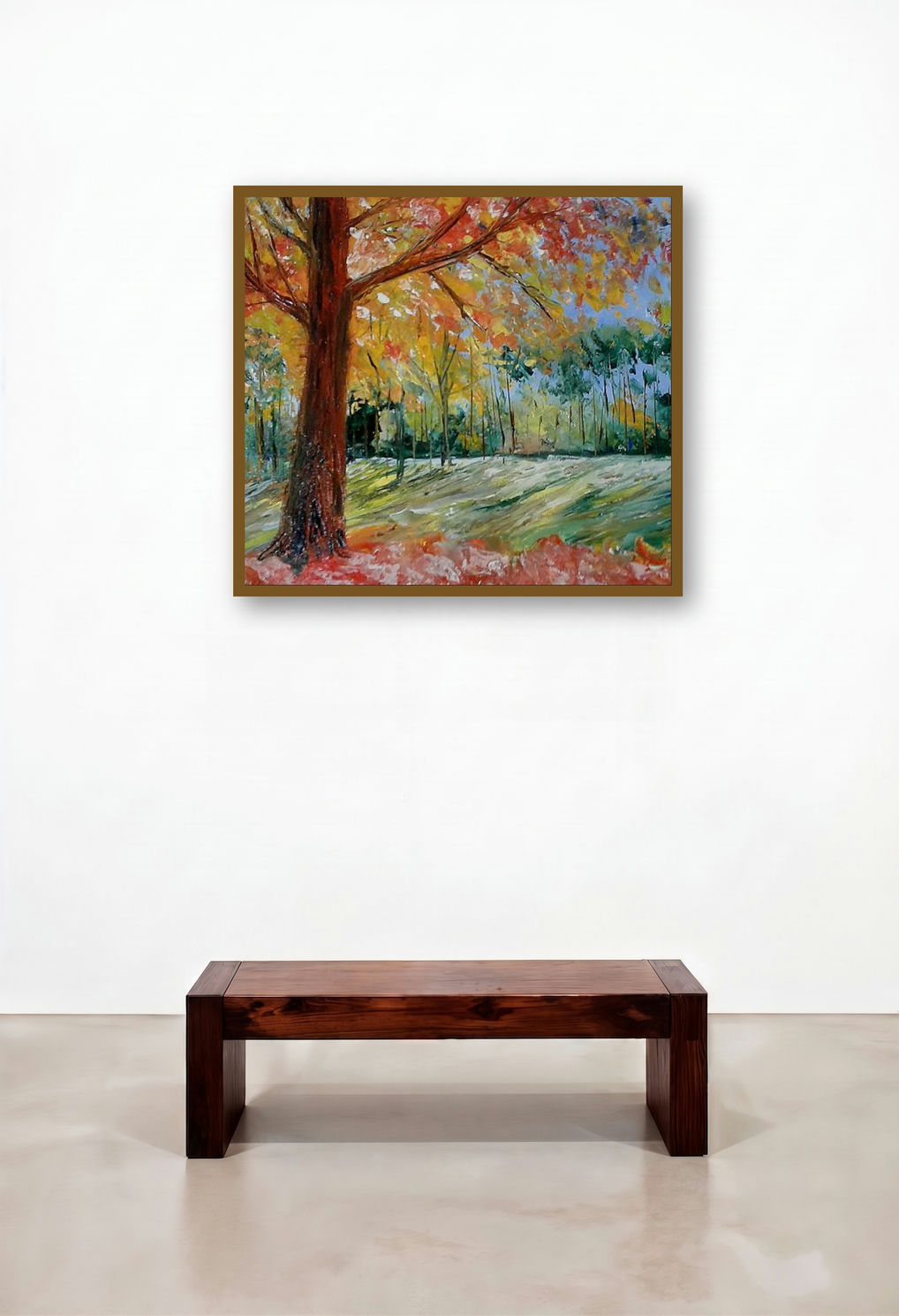 Park Tree In Bloom (Ephemeral Beauty) by artist Kiran Bableshwar displayed in a Coastal Family Room