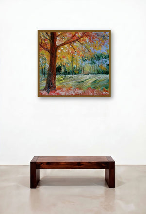 Park Tree In Bloom (Ephemeral Beauty) by artist Kiran Bableshwar displayed in a Coastal Family Room