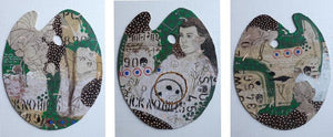 Part Of Speech (Palette Collages) by Gopal Roy, Original Acrylic Figurative Painting on Board, Medium Horizontal Wall Art