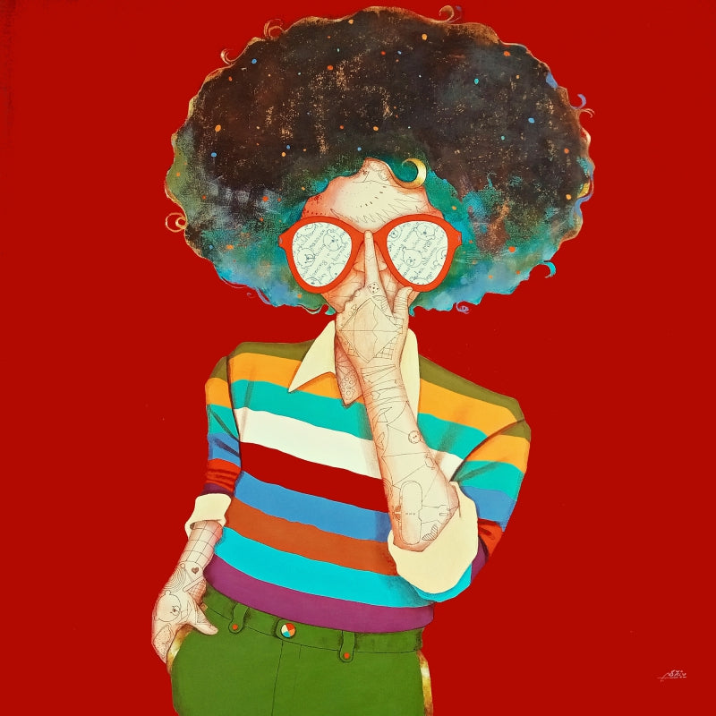 Passion Of Childhood 152' figurative acrylic painting by artist Shiv Kumar Soni, 36x36 inch, on canvas