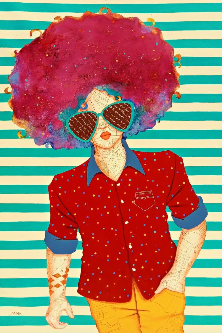 Figurative acrylic painting titled 'Passion Of Childhood 121', 36x24 inches, by artist Shiv Kumar Soni on Canvas