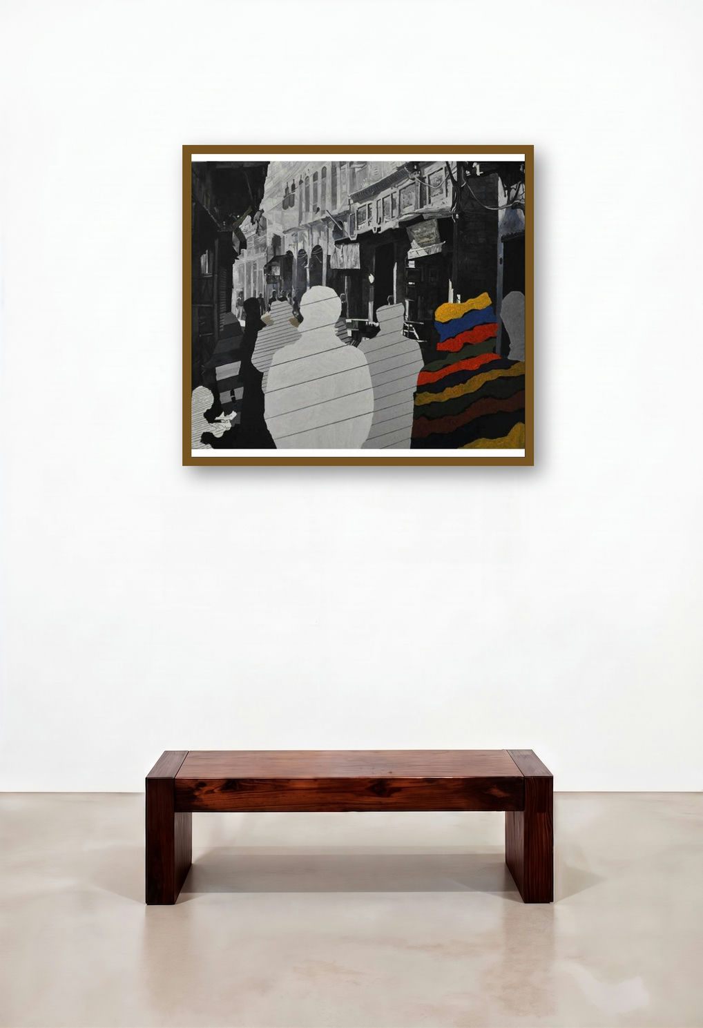 Path (Echoes of the Alley) by artist Ajit Deswandikar displayed in a Mid-Century Modern Home Office