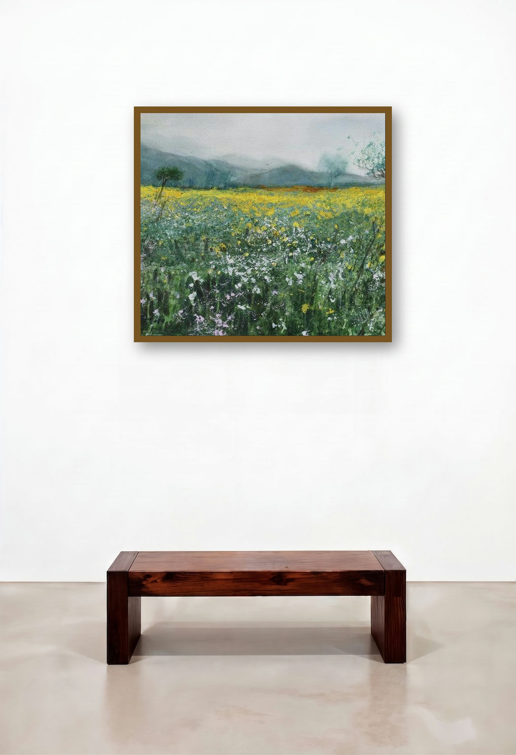 Path Of God (Summer Meadow) by artist Avishkar Vispute displayed in a Urban Loft Dining Room