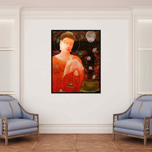 In-situ view of Ajay Meshram's 'Path Of Peace' painting in a room