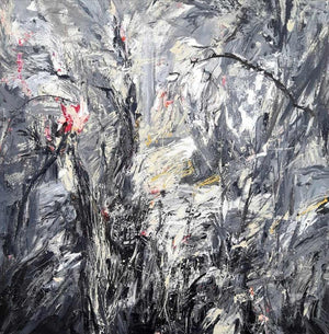 Path To The Another World (Nature's Fury) by Ranabir Saha, Original Acrylic Nature Painting on Canvas, Large Square Wall Art