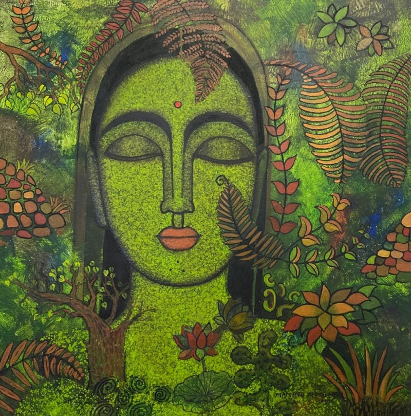 In-situ view of Mamta Mondkar's 'Peace Of Nature (One with Nature)' painting in a room