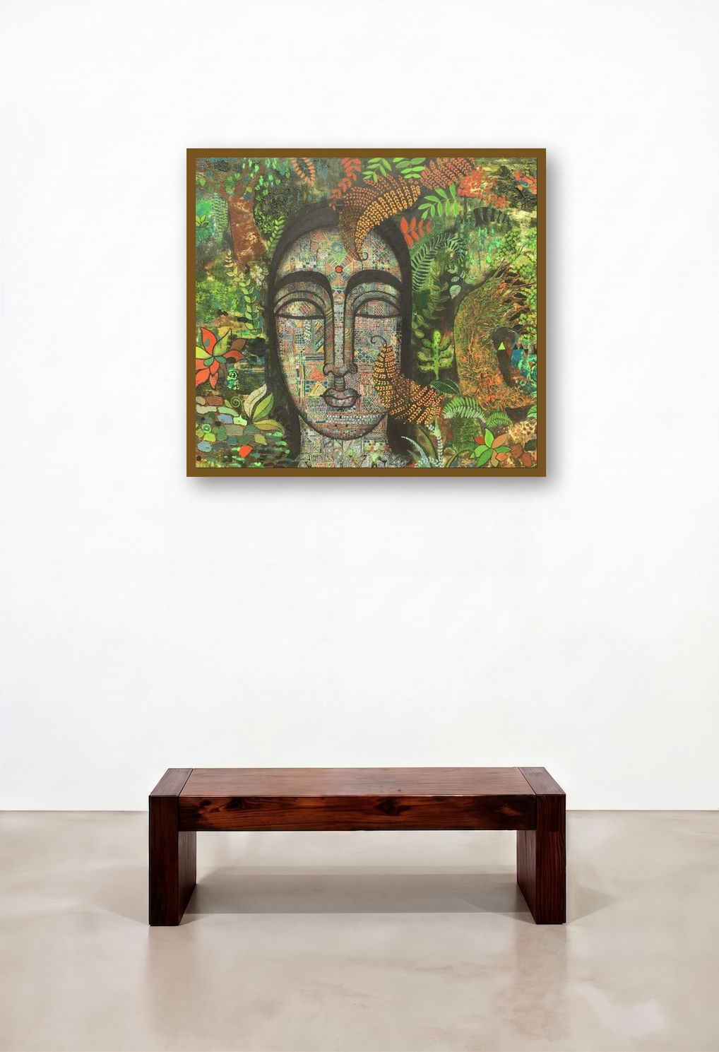 Peace Of Nature 3 (The Verdant Embrace) by artist Mamta Mondkar displayed in a Boutique Hotel Style Hallway