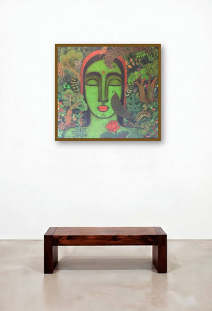 Peace Of Nature 4 (The Green Embrace) by artist Mamta Mondkar displayed in a Eclectic Study