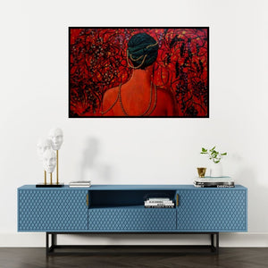 Preview of 'Pearls Of Wisdom' Painting by Suruchi Jamkar shown on a wall in a furnished room.