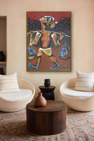 Peddler by artist Ranjith Raghupathy displayed in a Indian Art gallery