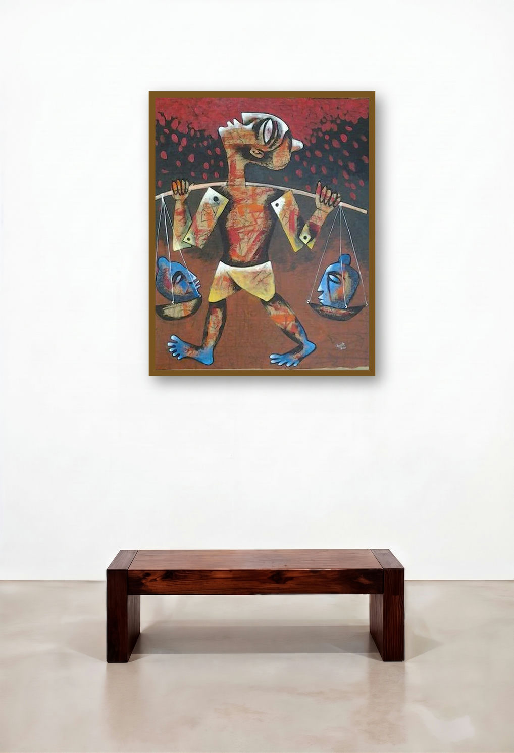 Peddler by artist Ranjith Raghupathy displayed in a Coastal Home Office
