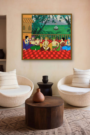 Performers (A Harmony of Sounds) by artist Chetan Katigar displayed in a Indian Art gallery