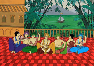 Performers (A Harmony of Sounds) by Chetan Katigar, Original Acrylic Music Painting on Canvas, Large Horizontal Wall Art