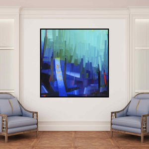 In-situ view of Ganesh Doddamani's 'Petrichor 59B' painting in a room