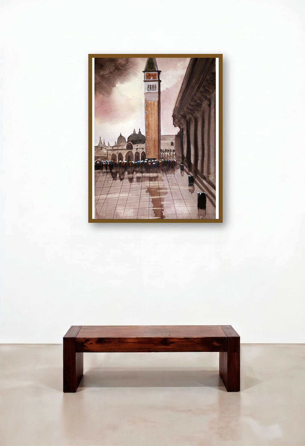 Piazza San Marco Venice Italy (Rainy Day in Venice) by artist Arunava Ray displayed in a Minimalist Home Office